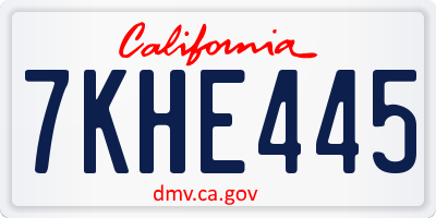 CA license plate 7KHE445