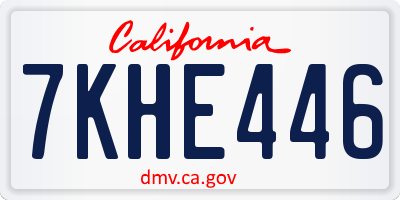 CA license plate 7KHE446