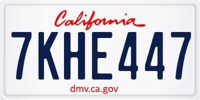 CA license plate 7KHE447