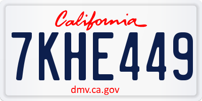 CA license plate 7KHE449