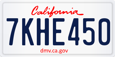 CA license plate 7KHE450