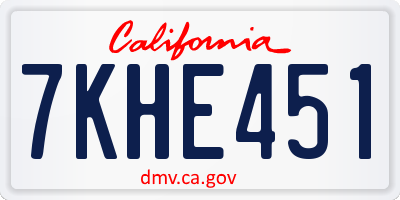CA license plate 7KHE451