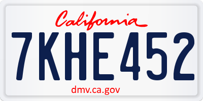 CA license plate 7KHE452