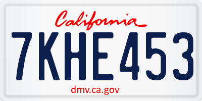 CA license plate 7KHE453