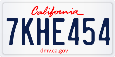CA license plate 7KHE454