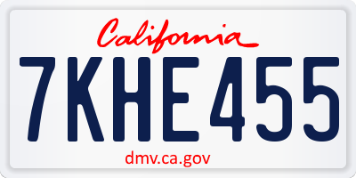 CA license plate 7KHE455