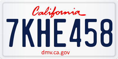 CA license plate 7KHE458
