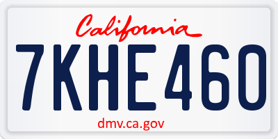 CA license plate 7KHE460
