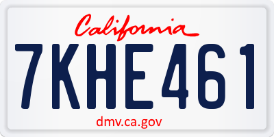 CA license plate 7KHE461