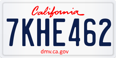 CA license plate 7KHE462