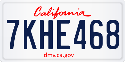 CA license plate 7KHE468