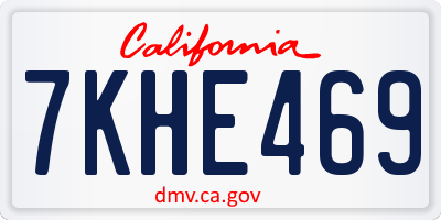 CA license plate 7KHE469