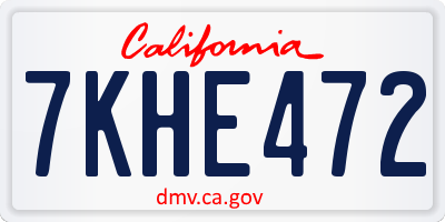 CA license plate 7KHE472