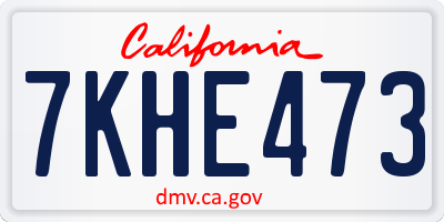 CA license plate 7KHE473