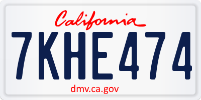 CA license plate 7KHE474