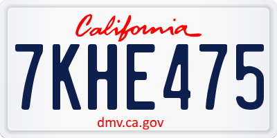 CA license plate 7KHE475
