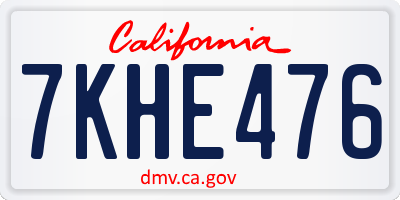 CA license plate 7KHE476