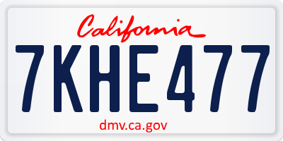 CA license plate 7KHE477