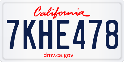CA license plate 7KHE478