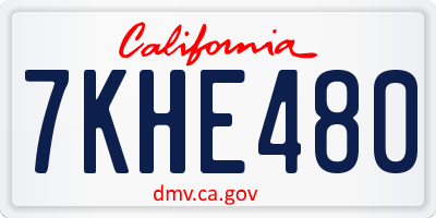 CA license plate 7KHE480