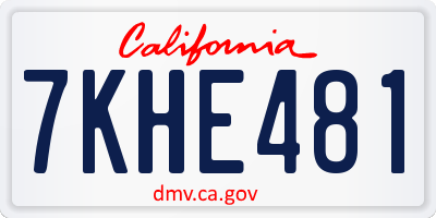 CA license plate 7KHE481