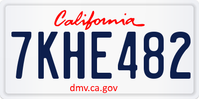 CA license plate 7KHE482
