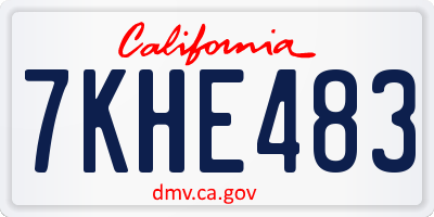 CA license plate 7KHE483