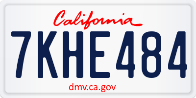 CA license plate 7KHE484
