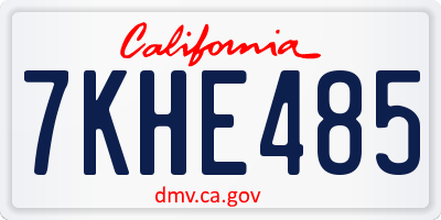 CA license plate 7KHE485