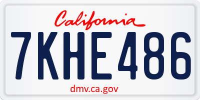CA license plate 7KHE486
