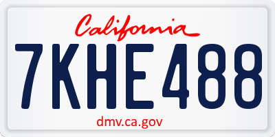 CA license plate 7KHE488