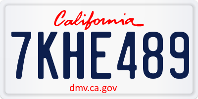 CA license plate 7KHE489