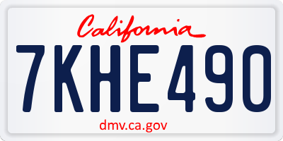 CA license plate 7KHE490