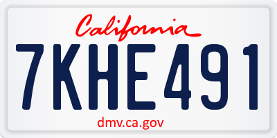 CA license plate 7KHE491
