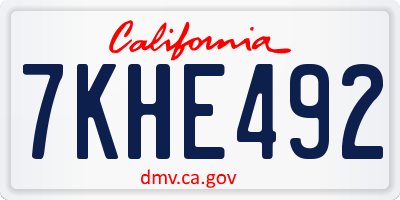 CA license plate 7KHE492