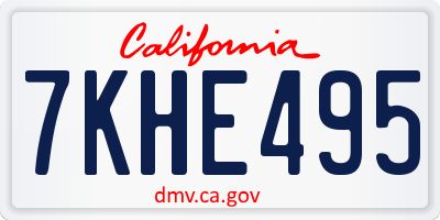 CA license plate 7KHE495