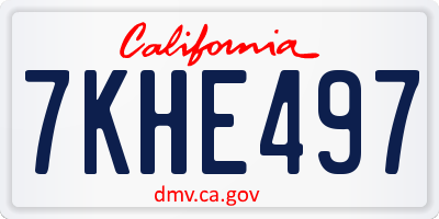 CA license plate 7KHE497