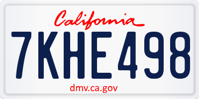 CA license plate 7KHE498