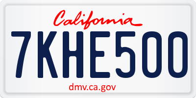 CA license plate 7KHE500