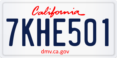 CA license plate 7KHE501