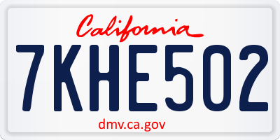 CA license plate 7KHE502