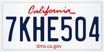 CA license plate 7KHE504