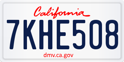 CA license plate 7KHE508