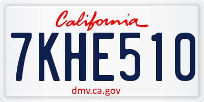 CA license plate 7KHE510