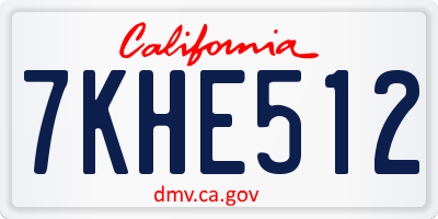 CA license plate 7KHE512
