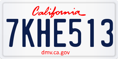 CA license plate 7KHE513