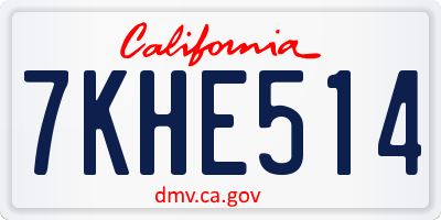 CA license plate 7KHE514