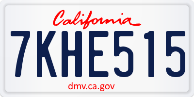 CA license plate 7KHE515