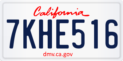 CA license plate 7KHE516