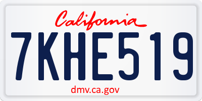 CA license plate 7KHE519